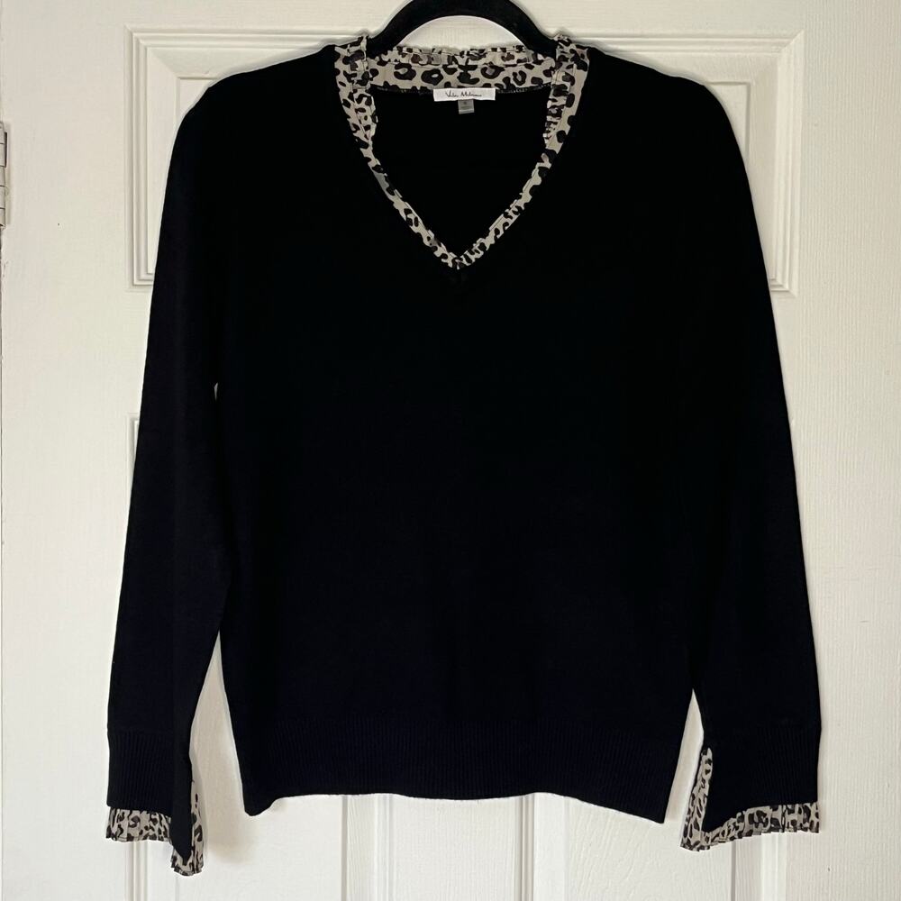 Vila Milano Leopard Trim Sweater - Size S